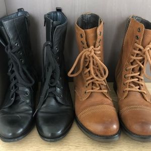 X2 Steve Madden Tropa Lace up Combat Boots Leather